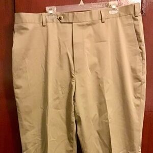 Jos A Bank Tan Chino Pants Men 42 x 32 Traveler’s Collection Twill Flat Front